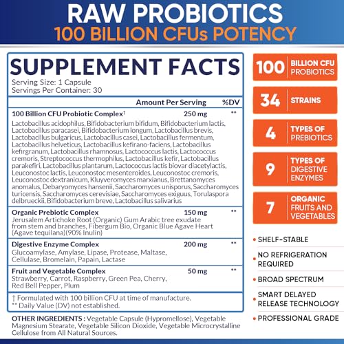 Organic Probiotics 100 Billion CFU, Dr Formulated Probiotics for Women, Probiotics