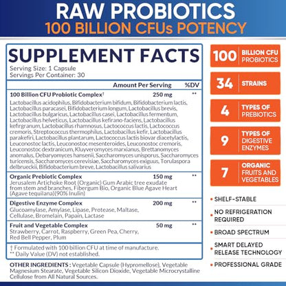 Organic Probiotics 100 Billion CFU, Dr Formulated Probiotics for Women, Probiotics