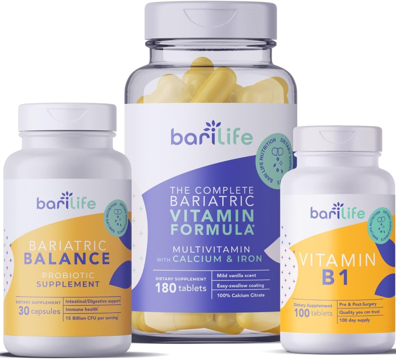 Bari Life Complete Bariatric Vitamin Formula Tablets and Bariatric Balance – Probiotic Supplement and Vitamin B1