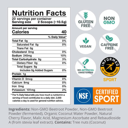 humanN SuperBeets Sport Pre Workout Powder – NSF Certified for Sport – Caffeine Free