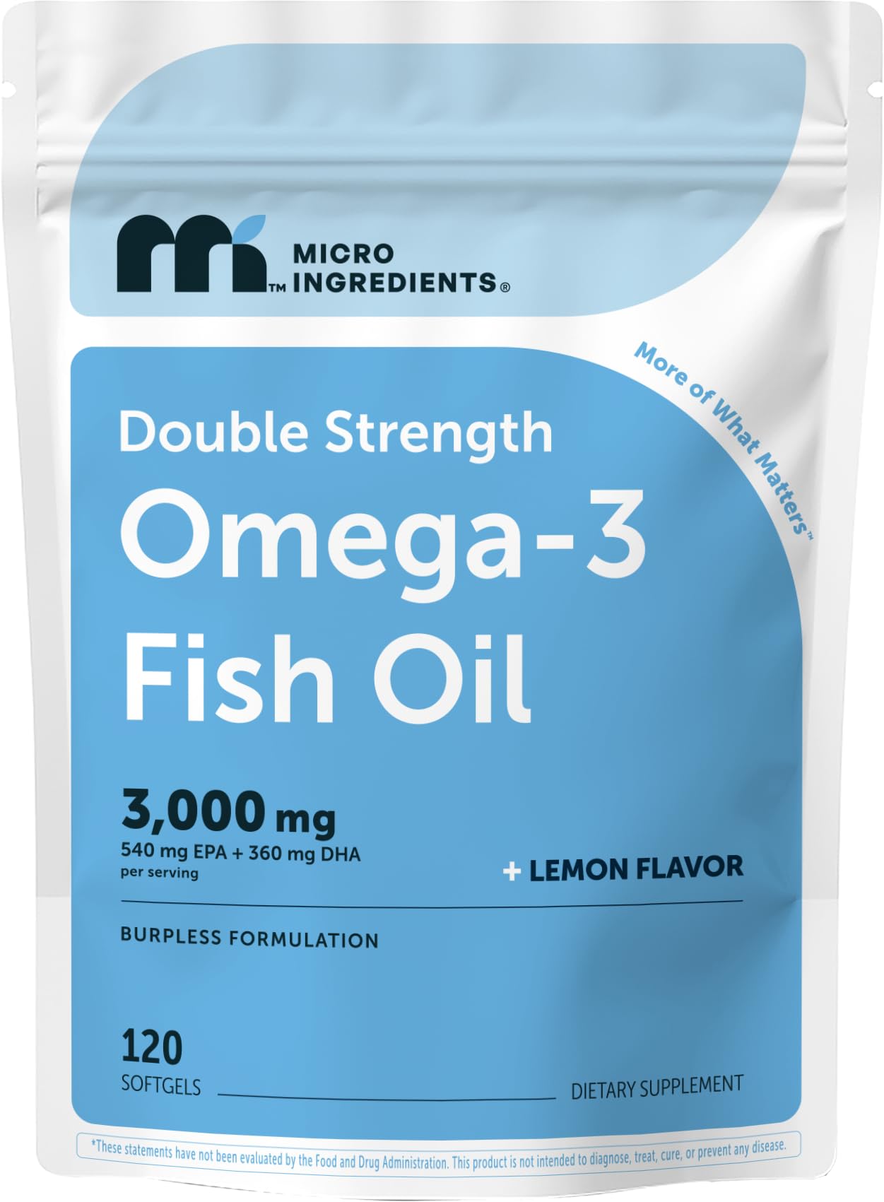 Micro Ingredients Omega 3 Fish Oil Supplements 3,000mg Per Serving, 240 Softgels | Lemon Flavored – Burpless | EPA 540mg + DHA 360mg | Deep Sea Fish