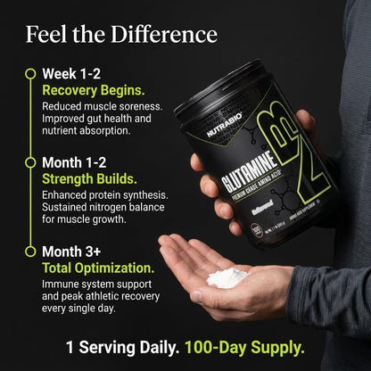 NutraBio Pure L-Glutamine Powder, 100 Servings L-Glutamine Supplement, Amino Acid, Pure Grade, Glutamina, Absolutely no Additives, Fillers or Excipients, Muscle Recovery Supplement - (500 Grams)