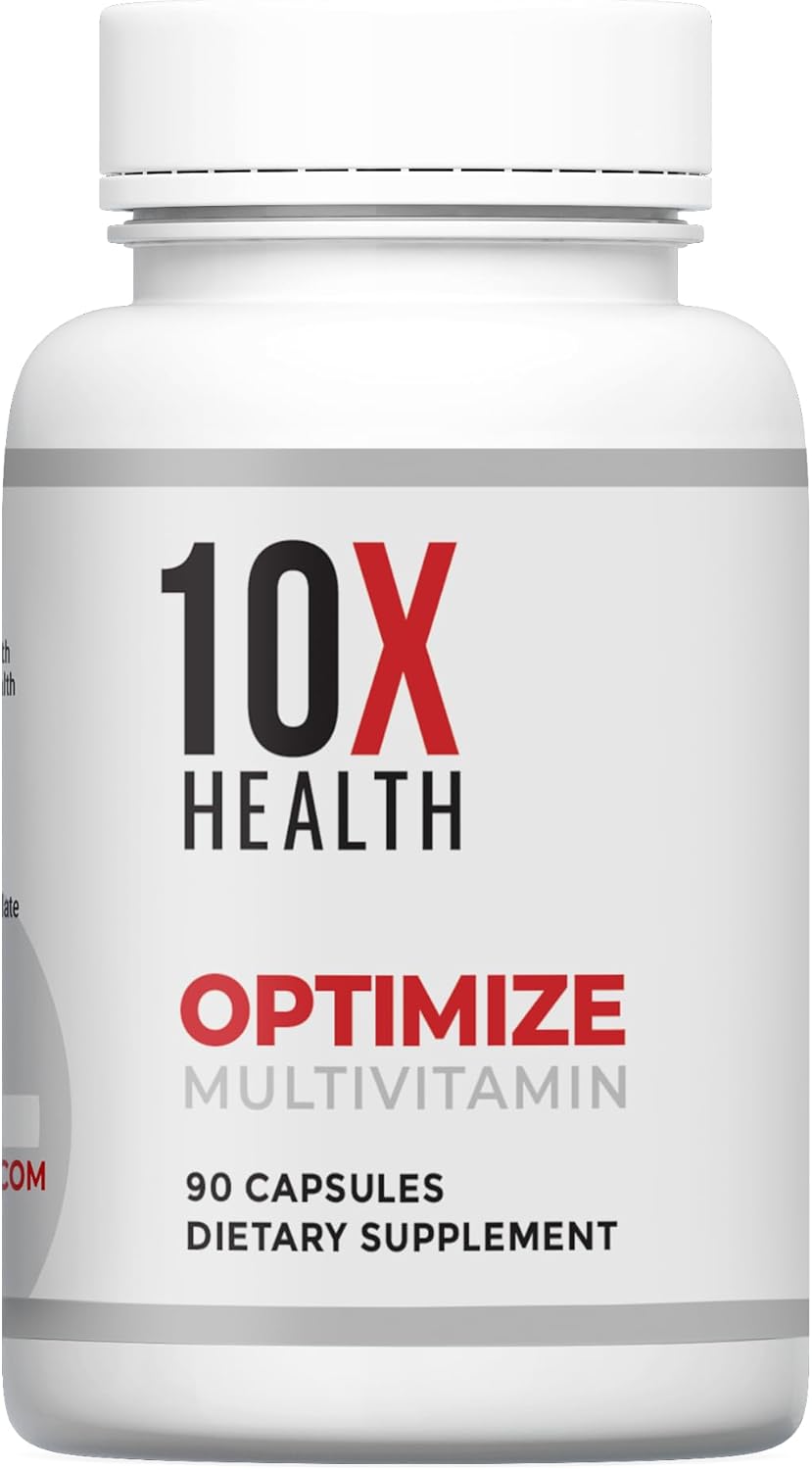10X Health Methylated Multivitamin - 90 Capsules | Mthfr Supplement: 34-in-1 Formula, 800mcg B12, 5-MTHF & NAC, Methyl B Complex, Non-GMO