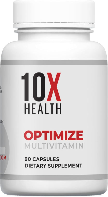 10X Health Methylated Multivitamin - 90 Capsules | Mthfr Supplement: 34-in-1 Formula, 800mcg B12, 5-MTHF & NAC, Methyl B Complex, Non-GMO