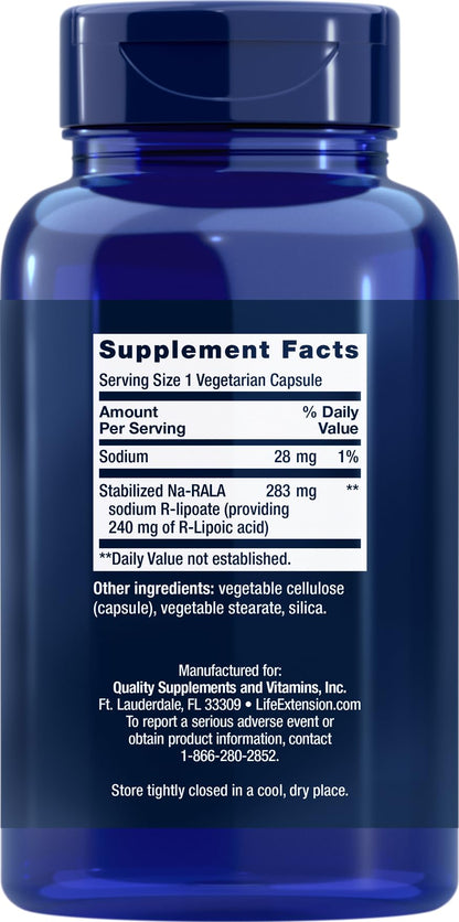 Life Extension Super R-Lipoic Acid – Healthy Aging, oxidative Stress Defense – with 240 mg of Active R-Form of R-Lipoic Acid – Gluten-Free – Non-GMO – Vegetarian – 60 Capsules | Active R-Form for Healthy Aging & Oxidative Stress Defense, 240 mg R-Lipoic A