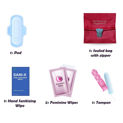Menstrual Kit All-in-One | Convenience on The Go | Single Period Kit Pack for Travelling, Tweens