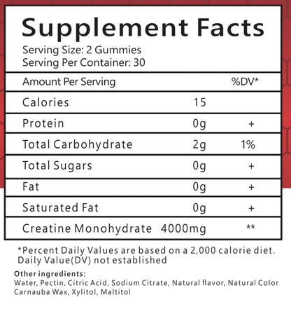 Izkan Pro Creatine Monohydrate Gummies 4000mg for Men & Women - 60 Chewable