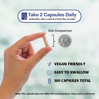 Agaricus Blazei Organic Mushroom Extract for Immune & Energy Support - 30% Polysaccharides & 180 Veggie Capsules - Non-GMO, Gluten-Free, Vegan-Friendly Supplement