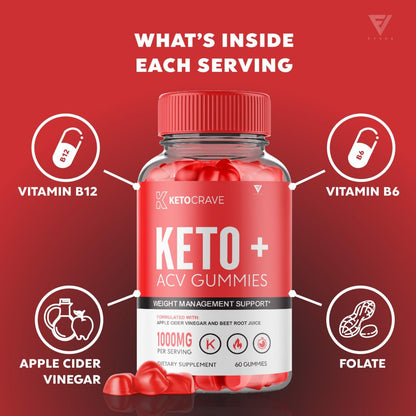 (3 Pack) Keto Crave ACV Gummies Kelly Clarkson, Ketocrave Keto + ACV Gummies