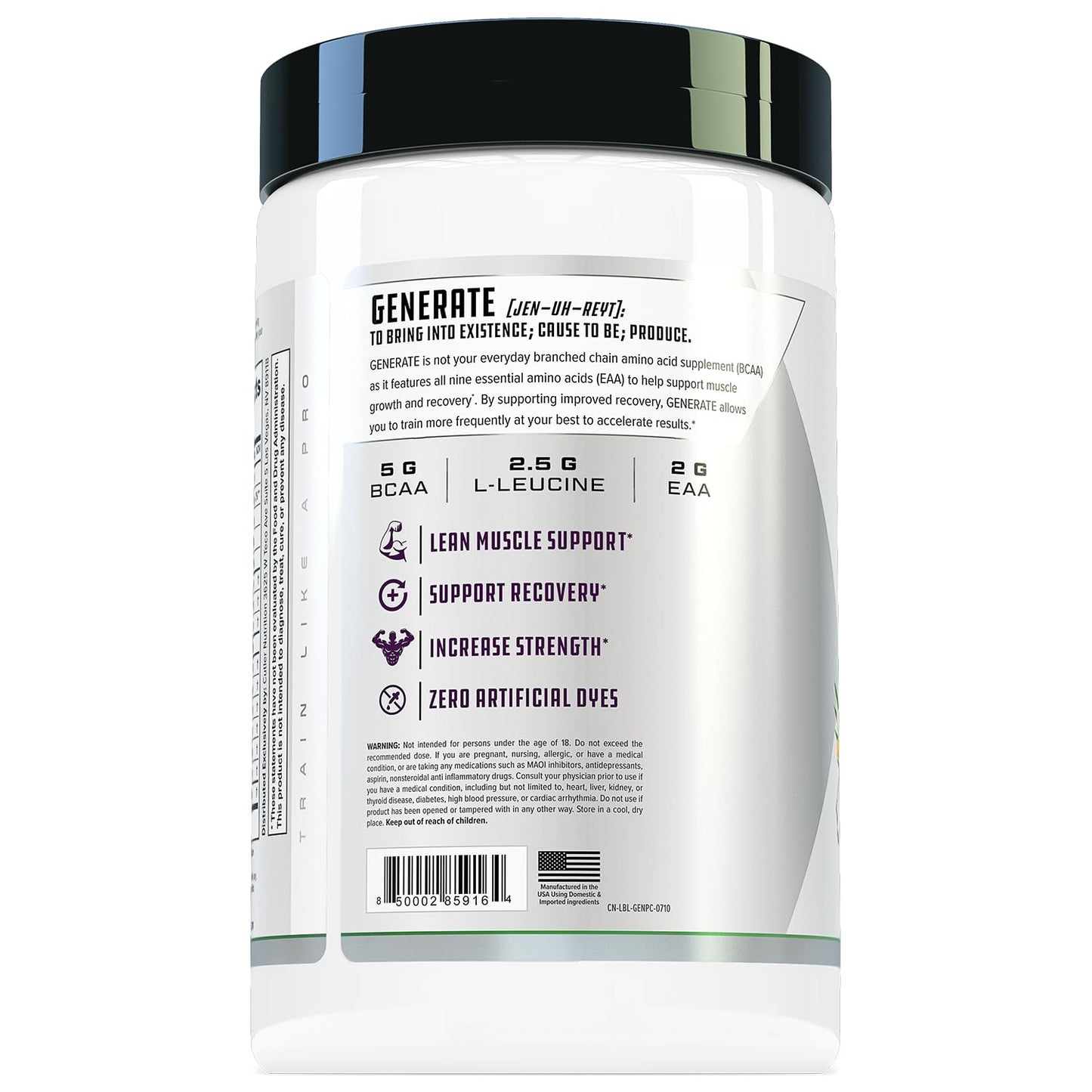 Cutler Nutrition Generate Sour Rainbow Candy BCAA EAA Powder, 30 Servings | 12.95 oz | 5g BCAAs and 2g EAAs per serving for post-workout recovery, hydration, lean muscle support and protein synthesis