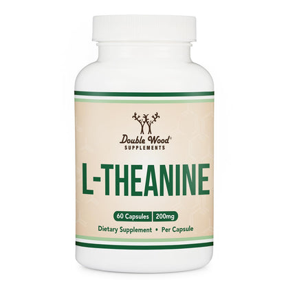L-Theanine 200mg Double Strength - Supports Health Sleep Response and Relaxation - 120 Capsules (Third Party Tested, Gluten Free) by Double Wood