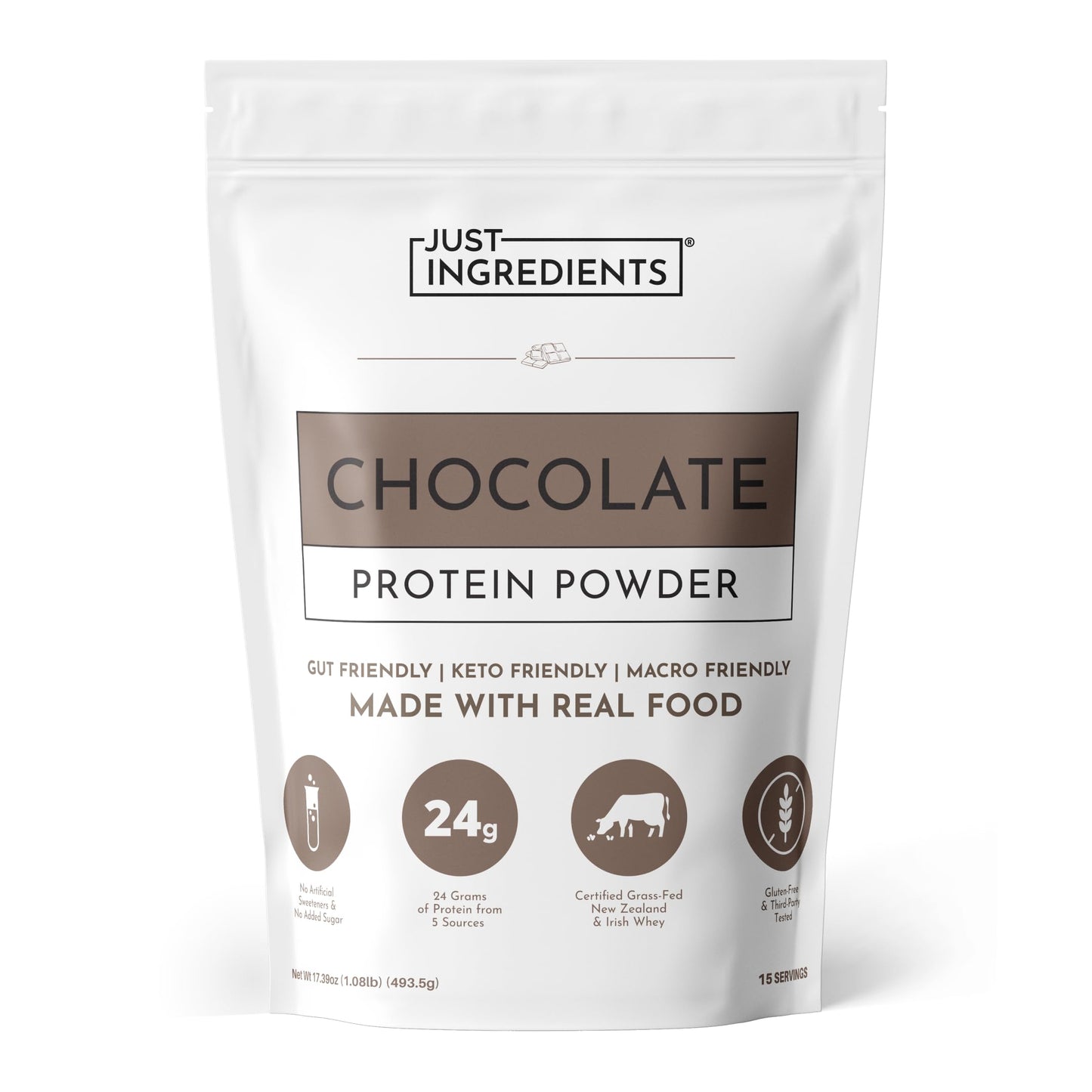 JUST INGREDIENTS Vanilla Bean Protein Powder – 20-Serving Blend with 100% Grass-Fed Whey & Organic Plant Proteins – Real Vanilla Bean & Cinnamon – Supports Muscle Recovery, Energy*