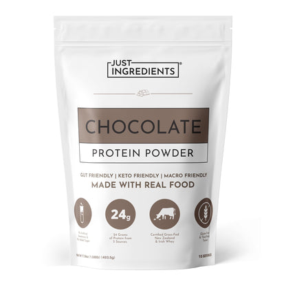 JUST INGREDIENTS Vanilla Bean Protein Powder – 20-Serving Blend with 100% Grass-Fed Whey & Organic Plant Proteins – Real Vanilla Bean & Cinnamon – Supports Muscle Recovery, Energy*