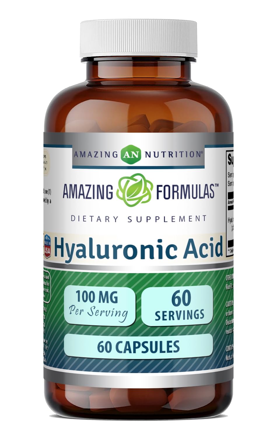Amazing Formulas Hyaluronic Acid 100 Mg Supplement | Capsules | Non-GMO | Gluten-Free | Made in USA (1 Pack, 360 Count)