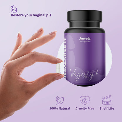 Vagesty Jewelz boric Acid Vaginal Suppositories, 100% Pure boric Acid, rebalance Vaginal pH