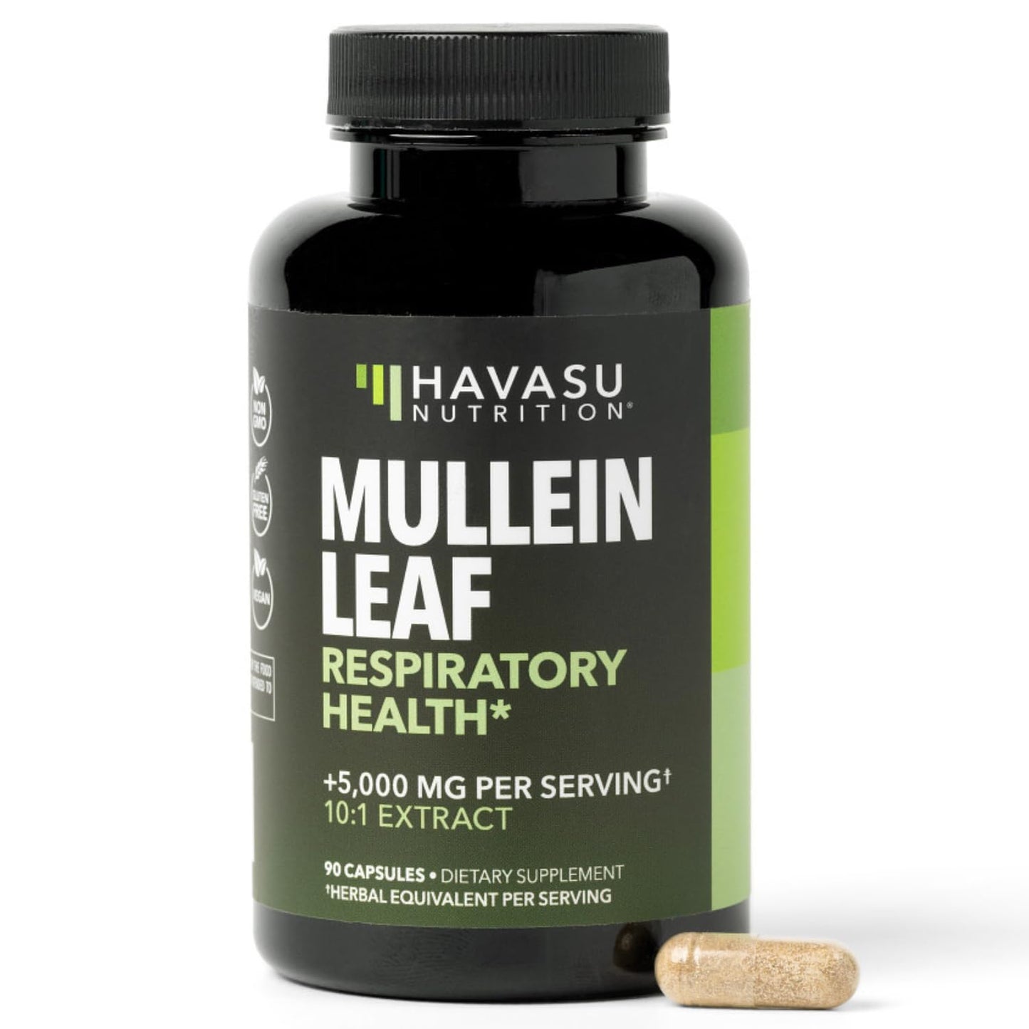 500mg Mullein Extract for Lung Support and Respiratory Health, 30 Count | Mullein Leaf Capsules for Respiratory Health, Vegan, Non-GMO Herbal Supplement for Overall Daily Wellness, 1 Month Supply
