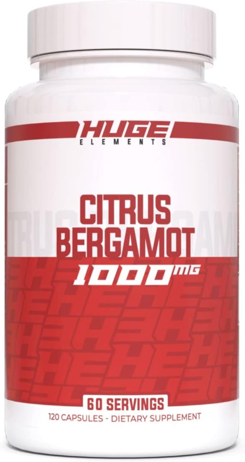 Huge Supplements 100% Pure Citrus Bergamot Extract 10:1 Capsules - 1000mg per Serving - Supports Digestion, Stress Management, and Immune Health (120 Capsules)