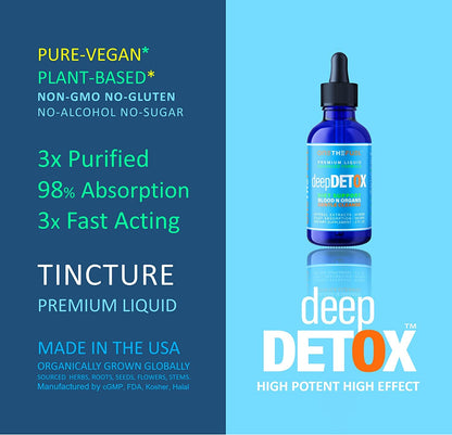 DeepDetox 2oz. Plant-Based Colon Intestinal Gut Liver Cleanse Detox Support. Purify Blood
