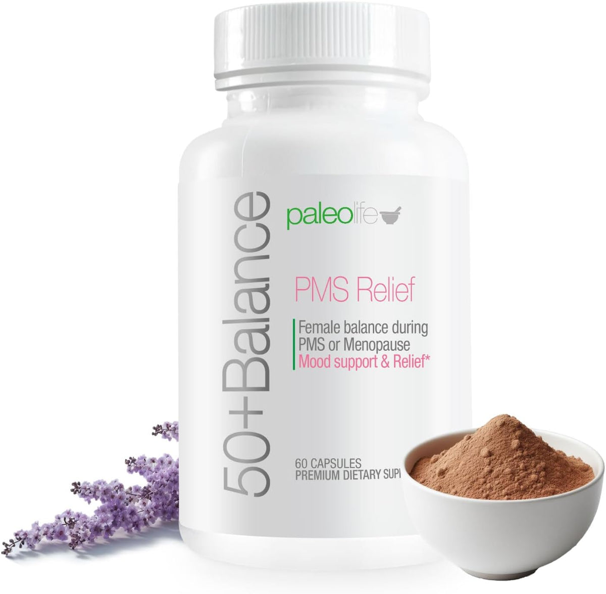 Paleolf 50+ Balance Premium Supplement, PMS Relief. Female Balance During PMS or Menopause. Mood Support & Relief. 60 Capsules (2-Pack)
