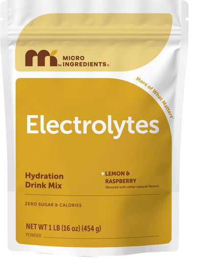 Micro Ingredients Electrolytes Powder, 2lbs (139 Servings) | Sugar Free | Lemon Raspberry Flavor | High Potassium (1,000mg) + Coconut Water & Real Lemon Juice | Keto Friendly, Non-GMO