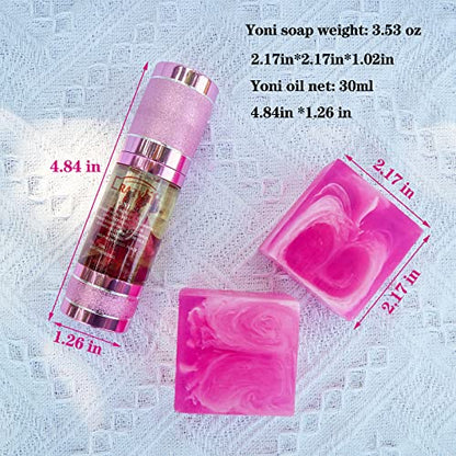 Matchone 3 PCS Yoni Soap Bar & Essential Oil, PH Balance Eliminates Odor Heals and Soothes