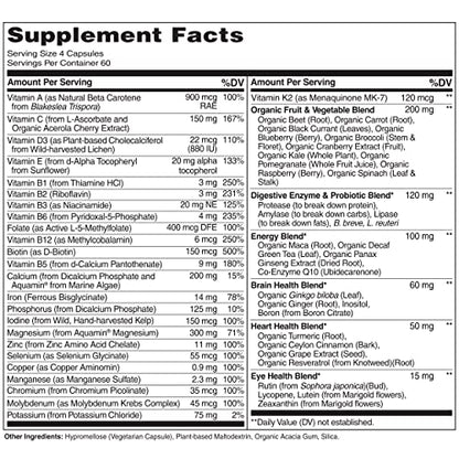 NATURELO Whole Food Multivitamin for Women 50+ (Iron Free) with Vitamins, Minerals