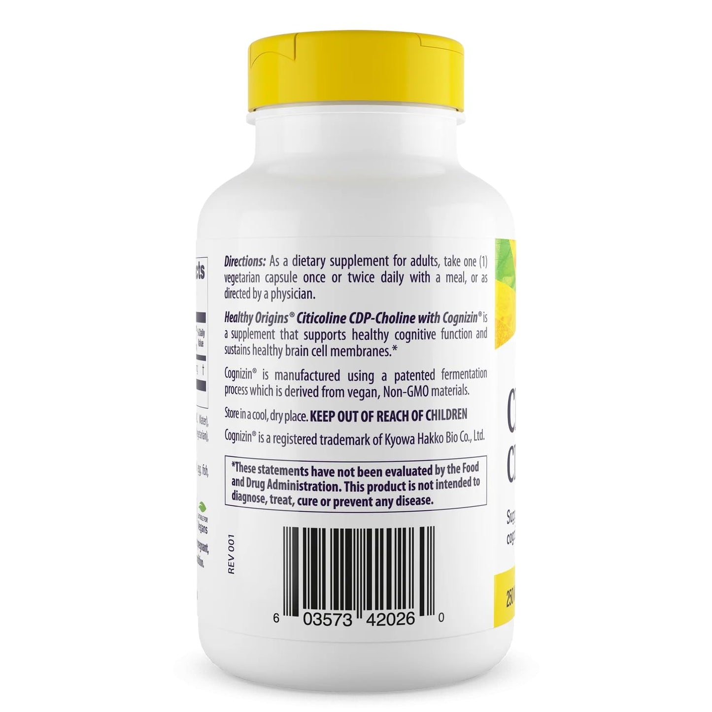 Healthy Origins Cognizin Citicoline 250 mg, 60 Veggie Caps