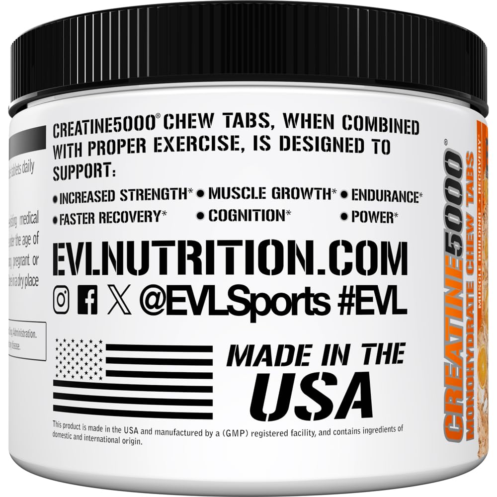 Evlution Nutrition Creatine 5000 - Supports Faster Recovery Lean Muscle Growth & Performance - Pre & Post Workout Powder - 5000mg Pure Creatine Monohydrate Per Serving - 60 Servings - Unflavored