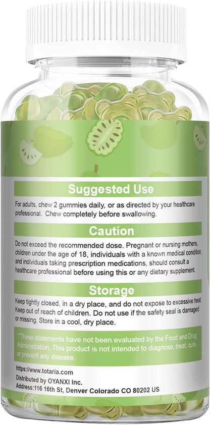 Totaria Sugar Free Soursop Oil Graviola Sea Moss Gummies - Support Digestive Sleep Skin Health, Immunity & Antioxidant - Guanabana Fruit with Sea Moss, 150mg Black Seed Oil Organic Non-GMO Vegan