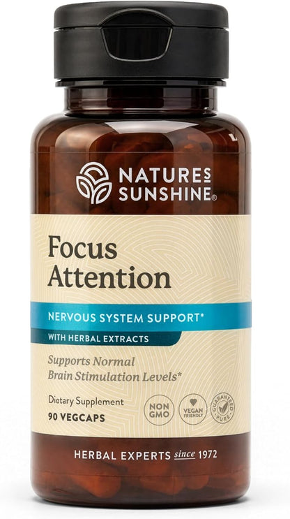 Nature's Sunshine Focus Attention, 90 Capsules, Provides Nutrients That Help Maintain Normal Brain-Stimulation Levels While Supporting Blood Circulation and Neurotransmitter Levels in The Brain