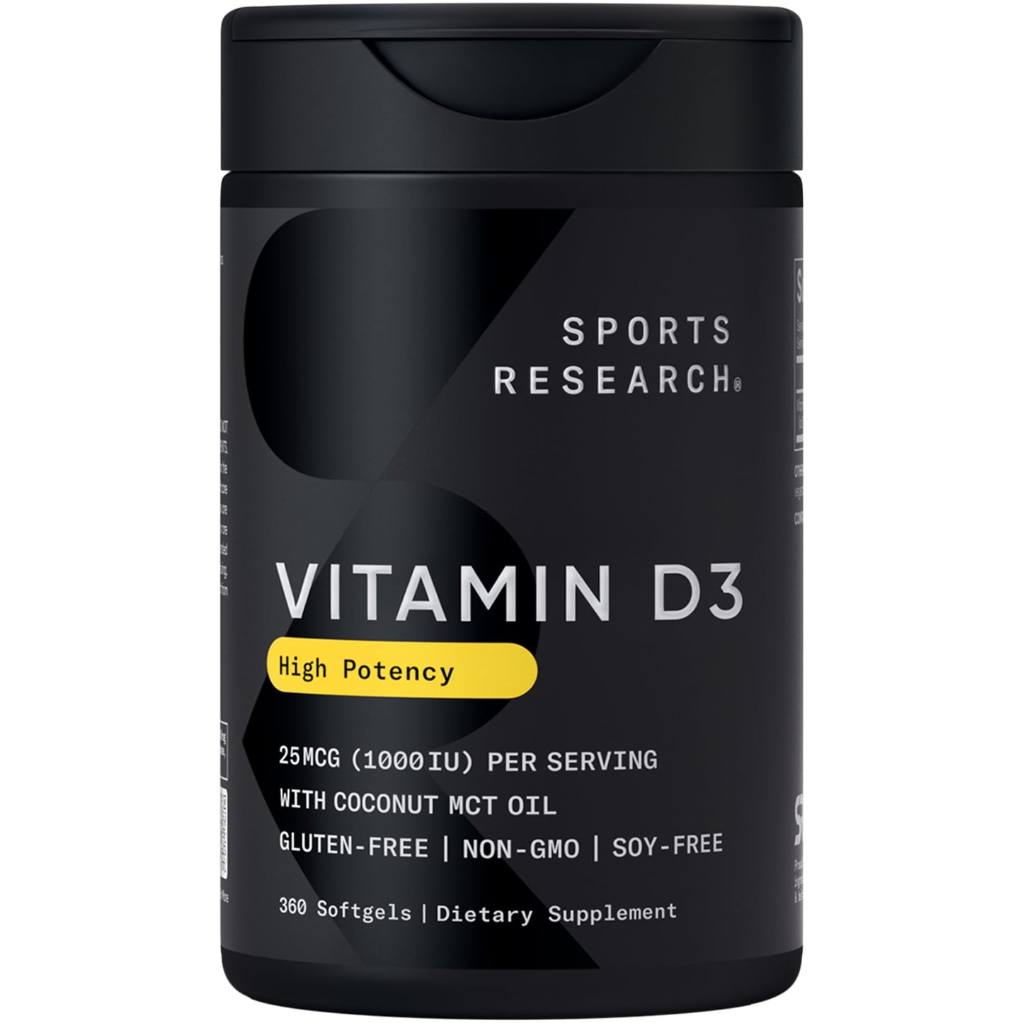 Sports Research Vitamin D3 5000 IU with Coconut MCT Oil - High Potency Vitamin D Supplement for Immune & Bone Support - Non-GMO Verified, Gluten & Soy Free – 125mcg, 360 Liquid Softgels