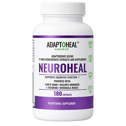 ADAPTOHEAL Neuroheal Cognitive Function Lion's Mane, Bacopa (90 Caps)