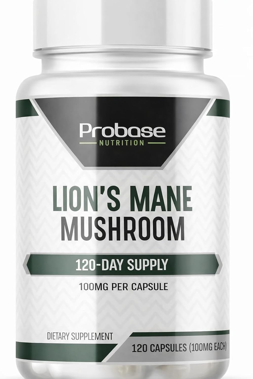 Probase Nutrition Lions Mane Mushroom Cognition | Brain Supplement, Brain Vitamins, Focus Supplement - 100mg per Capsule - 4 Month Supply 120 Count
