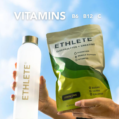 Electrolytes + Vitamins + Creatine, Powder (3-Flavors), 5g Creatine Monohydrate, with Electrolytes, Magnesium, Potassium, Vitamins B6, B12 & C (Peach Mango, Lemon Lime, Raspberry Lemon)