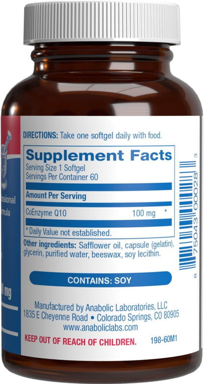 High Absorption CoQ10 100mg Softgels - Clinical Formula Coenzyme Q10 100mg for Skin Heart Energy Antioxidant and Brain Support - Easy to Swallow - Made in The USA in cGMP Facilities - 60 Servings