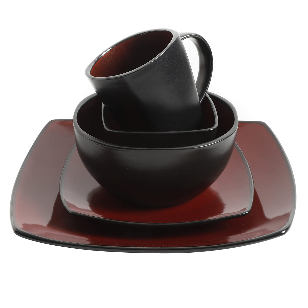Gibson Soho Lounge Square Reactive Glaze Stoneware Dinnerware Set, Service for 8