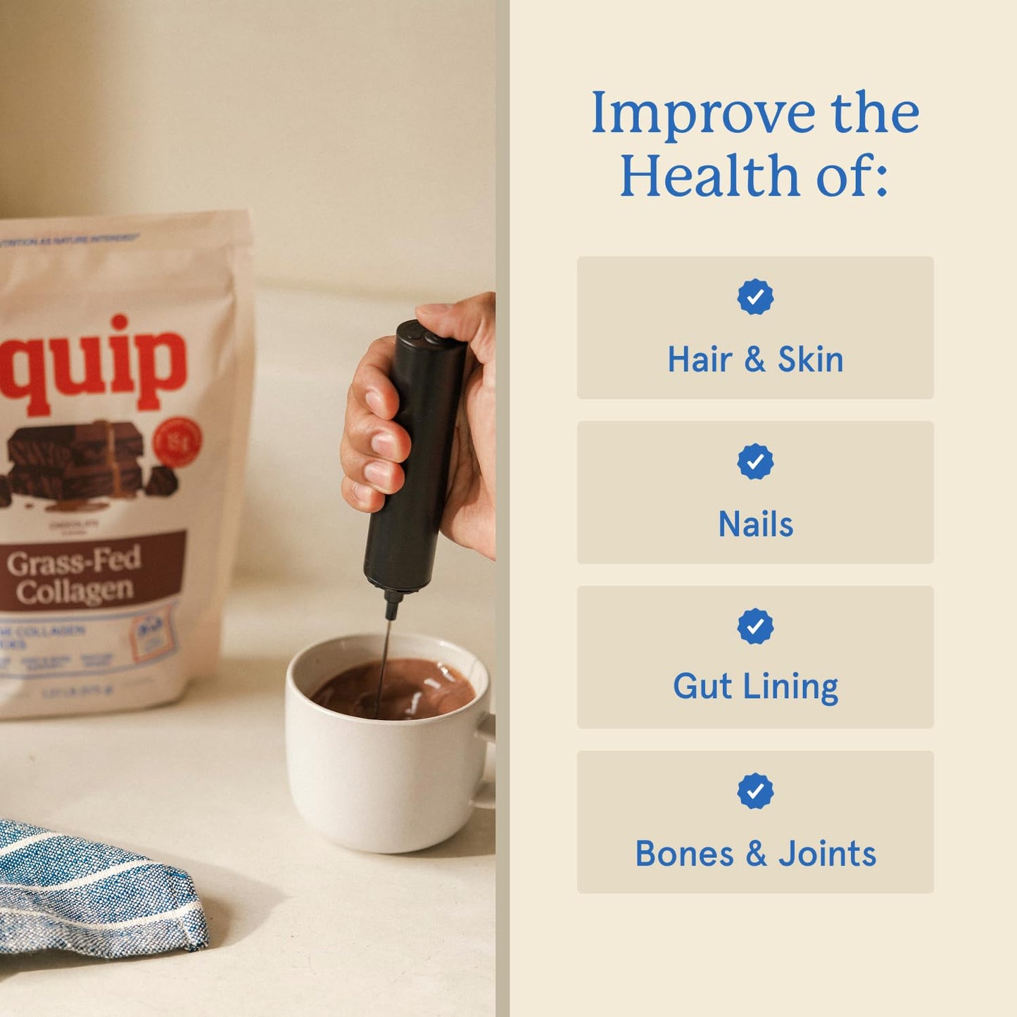 Equip Foods Grass Fed Collagen Powder | Hydrolyzed Bovine Collagen Peptides with Amino Acids | Prime Beef Collagen for Healthy Joints, Skin & Nails | Non-GMO, Paleo Friendly | 30 Servings, Unflavored
