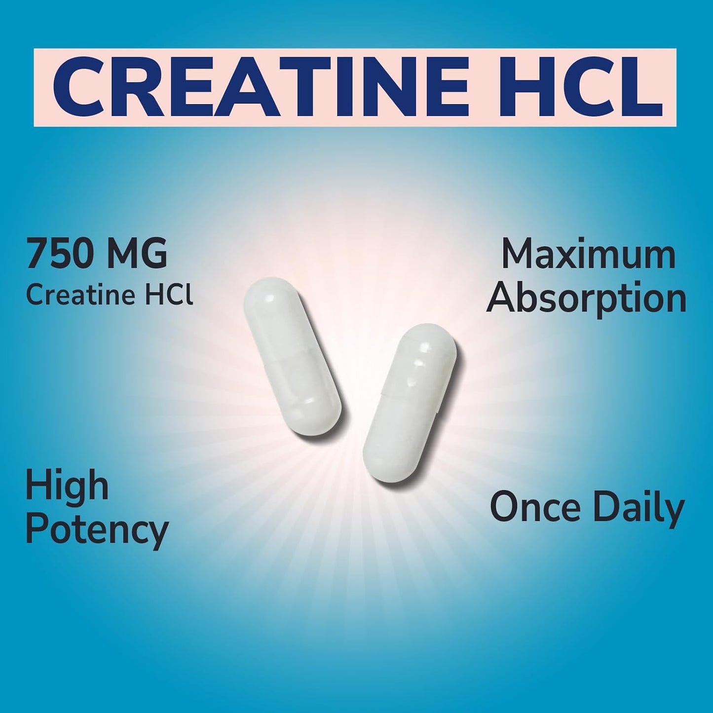Vitalibre Creatine HCl Capsule, 750mg High Absorption Creatine Hydrochloride, Endurance, Strength, Fast Absorbing, No Load, No Bloat, Monohydrate Micronized Alternative, Once Daily, 90 Capsules