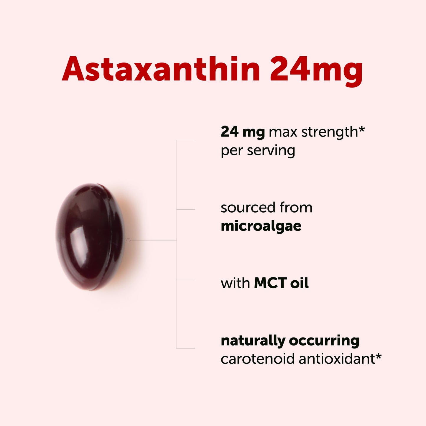 Micro Ingredients Astaxanthin 24mg with MCT Oil, 60 Softgels, 2 Month Supply | Max Strength Astaxanthin Antioxidant Supplements | Fresh Microalgae Source | Non-GMO, Gluten Free, No Soy
