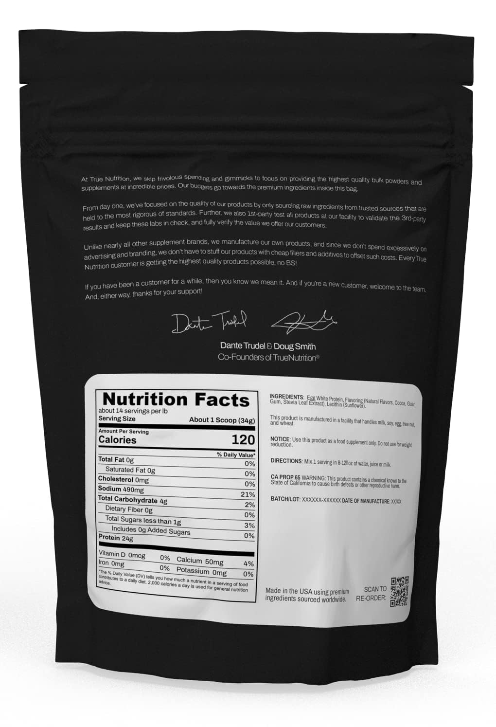True Nutrition Egg White Protein Powder, French Vanilla, 1lb