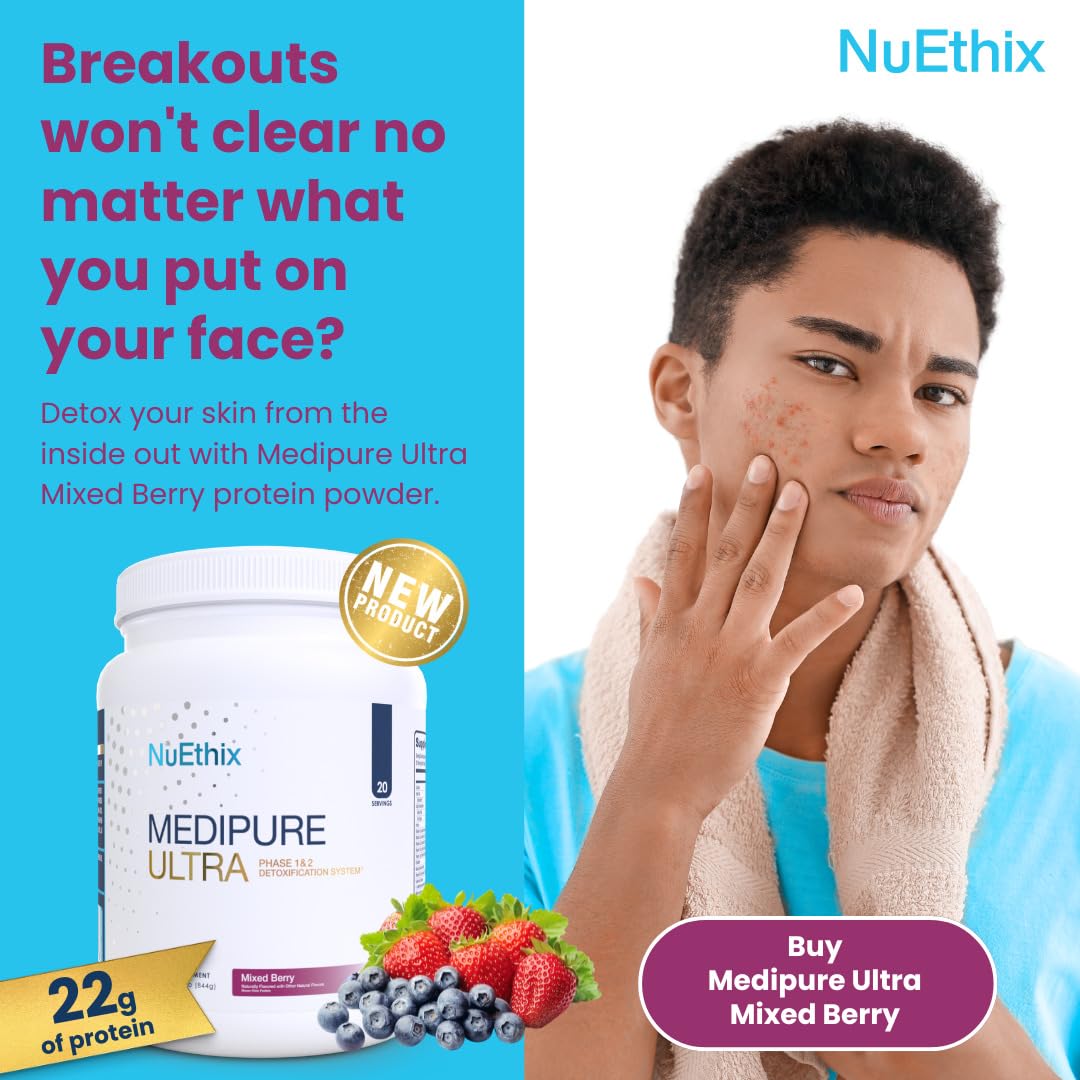NuEthix Formulations Medipure DS with Pea Protein Powder 19g, Phase 1 & 2 Detoxification System, Supports the Body’s Natural Detoxification Process, Vanilla Wafer (Non-Caffeinated), 20 Servings
