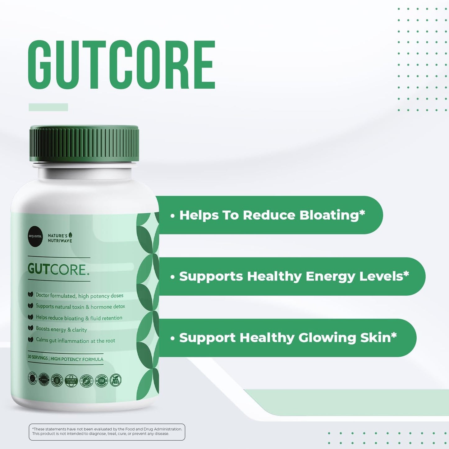 Sequente GutCore – Bacillus Coagulans & Ginger – 30 Ct, 1 Month Supply | Bacillus Coagulans, Chicory Root, Ginger, Lion's Mane & herbal blend | Non-GMO, Made in USA | Chewable gummy