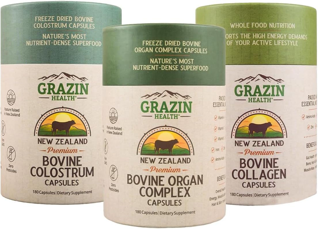 Foundational Bundle Organ Complex + Colostrum + Collagen | Whole-Food Grass-Fed Capsules Organ Nutrition New Zealand Sourced Supplements for Clean Daily Wellness and Nutrition Support