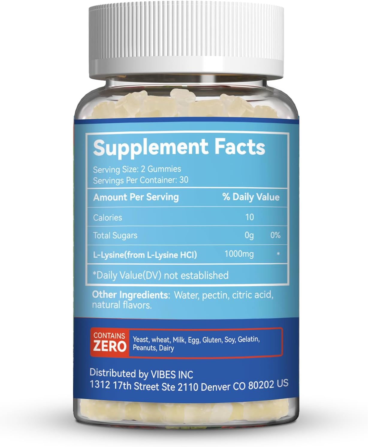 2 Pack L-Lysine 1000mg Gummies, Chewable Lysine Supplement for Adults | Lysine Gummies for Immune Support, Collagen Formation Support*, Vegan, Gluten Free - 120 Counts