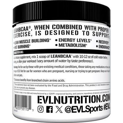 Stimulant Free Lean BCAA Powder - Evlution Nutrition BCAAs Amino Acids Powder with CLA Carnitine and 2:1:1 Branched Chain Amino Acids Supports Muscle Recovery Fat Burn and Metabolism - Fruit Punch