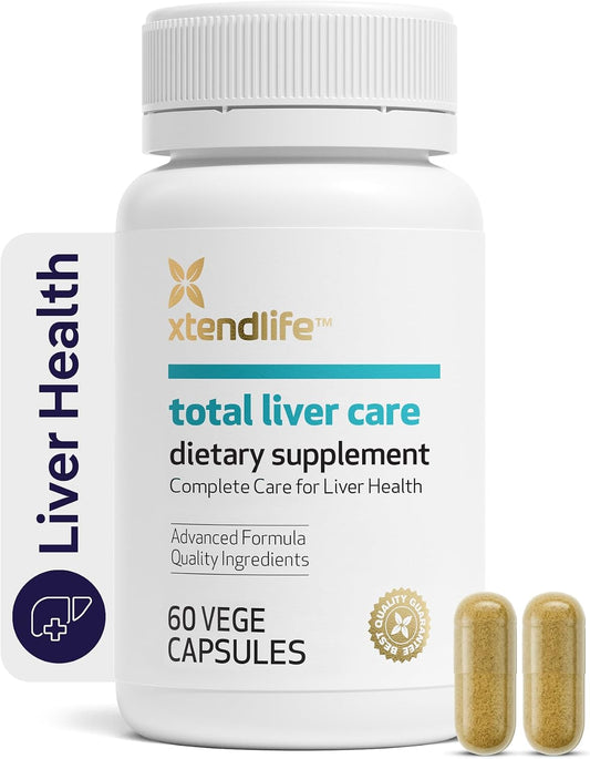 Xtendlife Total Liver Care for Blood Sugar, Fat Management & Detoxification - Science-Backed Liver Care with Milk Thistle & Tocotrienol - 30 Day Supply