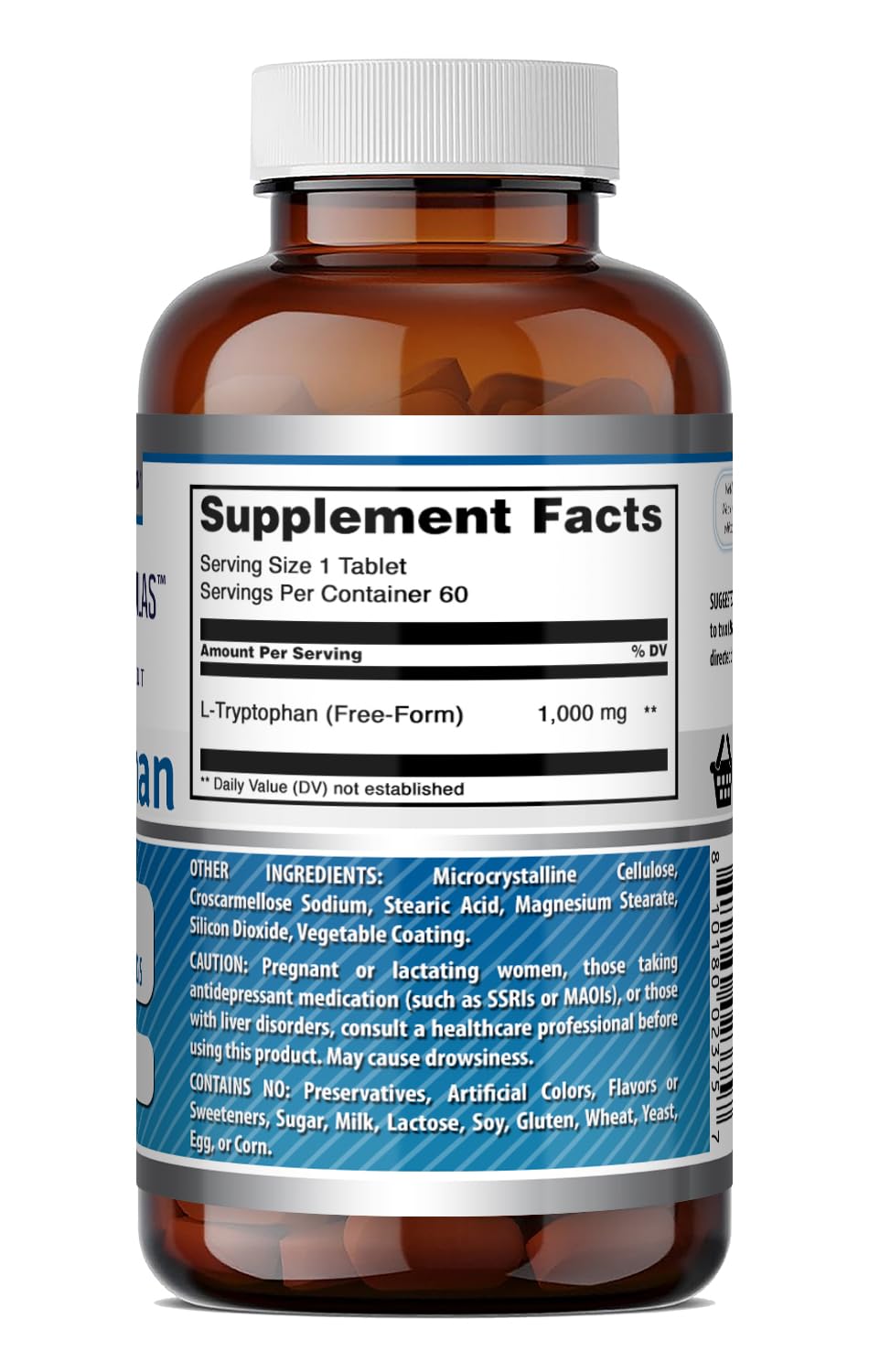Amazing Formulas L-Tryptophan 1000mg Tablets Supplement | Non-GMO | Gluten Free | Made in USA (240 Count)