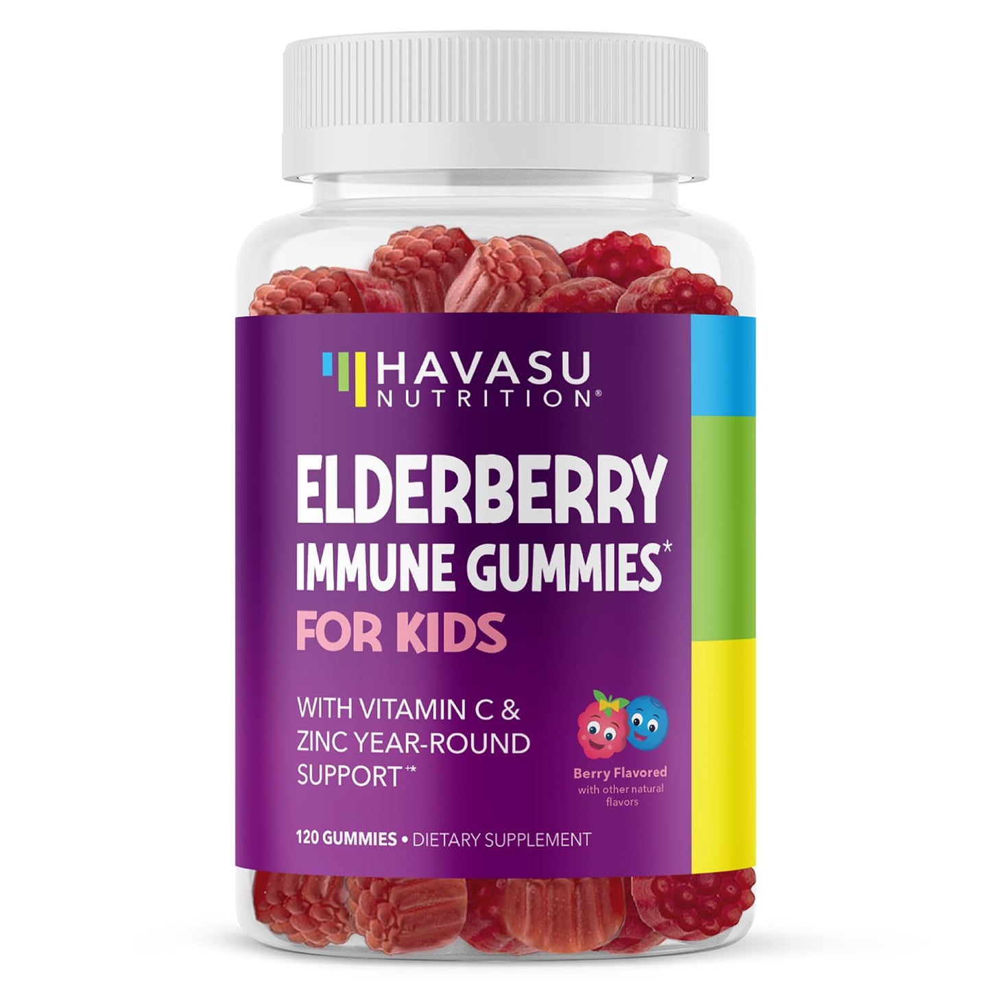 Elderberry Gummies for Kids with Vitamin C & Zinc, Berry, 30 Servings | Vegan, Non-GMO, Gluten Free Immune Support for Children, Daily Defense with Antioxidants & Essential Nutrients, 60 Count