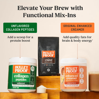 Bulletproof Original Medium Roast Whole Bean Coffee, 12 Ounces, Clean Coffee Tested for Toxins