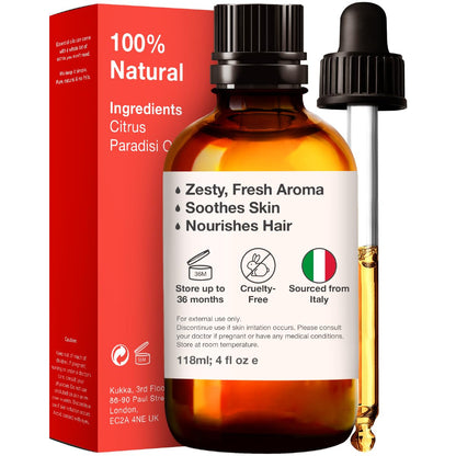 Kukka Grapefruit Essential Oil for Diffuser - 100% Natural Grapefruit Essential Oil for Skin